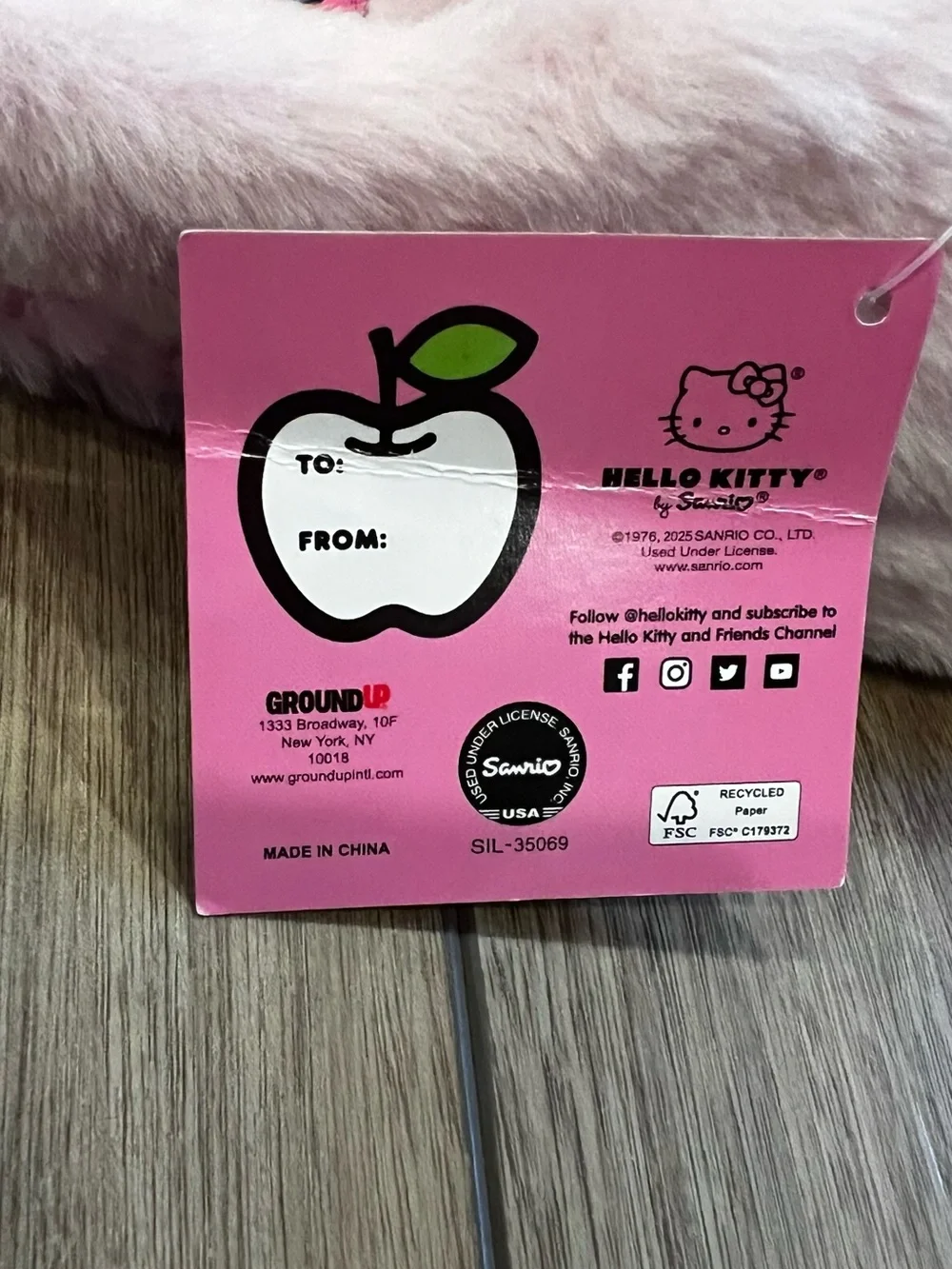 Hello Kitty Plush Pink Slippers with Bow